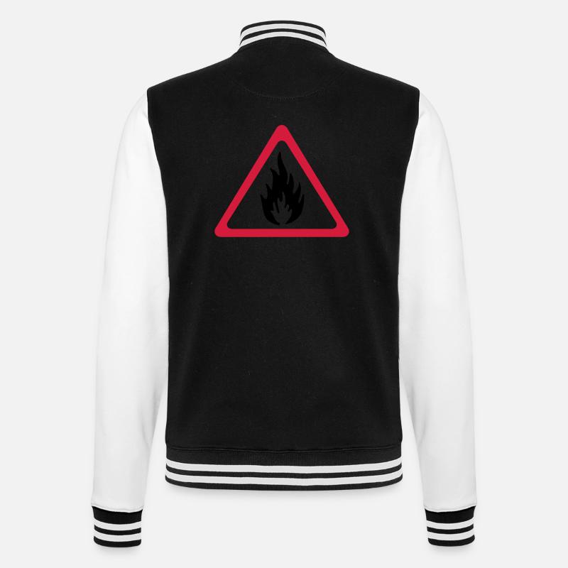 Warning Fire - College Sweat Jacket - black/white