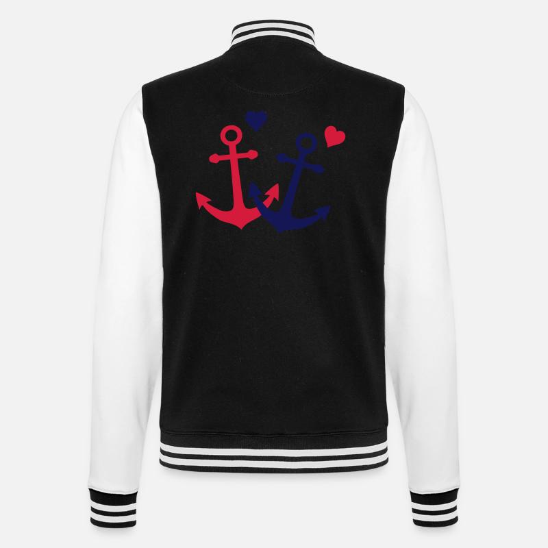 2 ancres avec coeur - Veste Teddy - noir/blanc