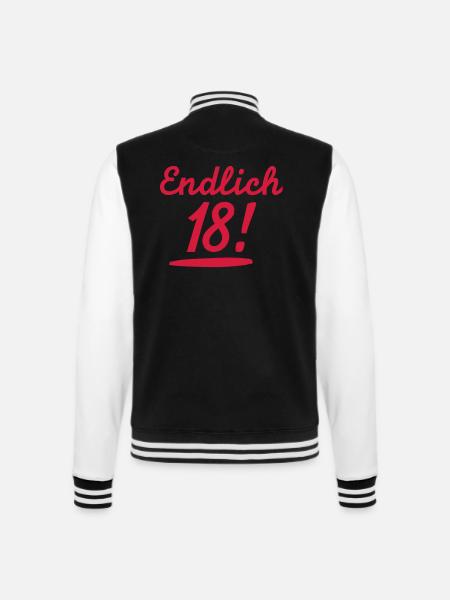 18. Geburtstag - College-Sweatjacke - Schwarz/Weiß