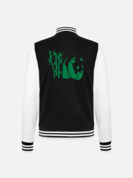 Panda - College-Sweatjacke - Schwarz/Weiß