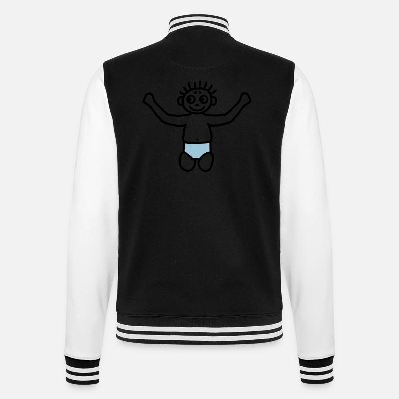 Baby mit Windel - V2 - College-Sweatjacke - Schwarz/Weiß
