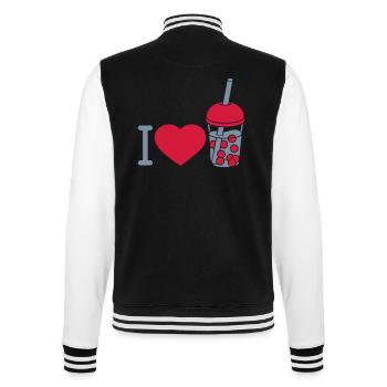 Herz liebe Bubble Tea - College-Sweatjacke - Schwarz/Weiß - Hinten - Marisol (170cm)