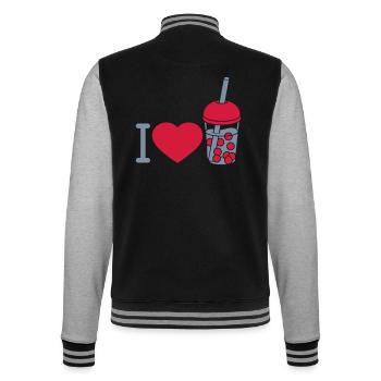 Heart love Bubble Tea - College Sweat Jacket - black/heather grey - Back - Marisol (170cm)