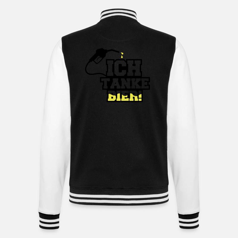 ich tanke bier - College-Sweatjacke - Schwarz/Weiß