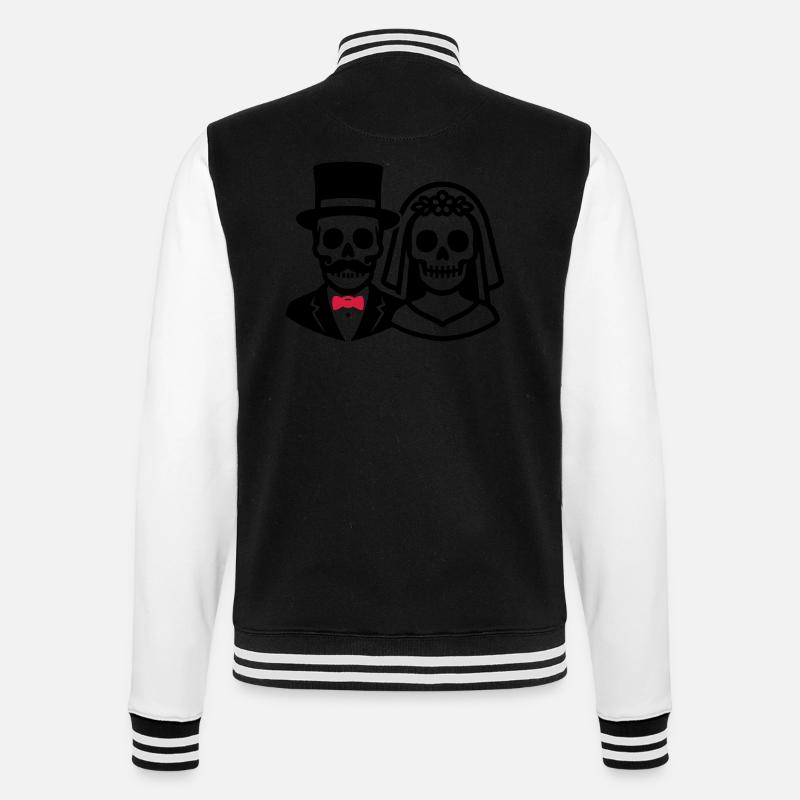 Wedding Skeleton Bride Groom Couple - College Sweat Jacket - black/white
