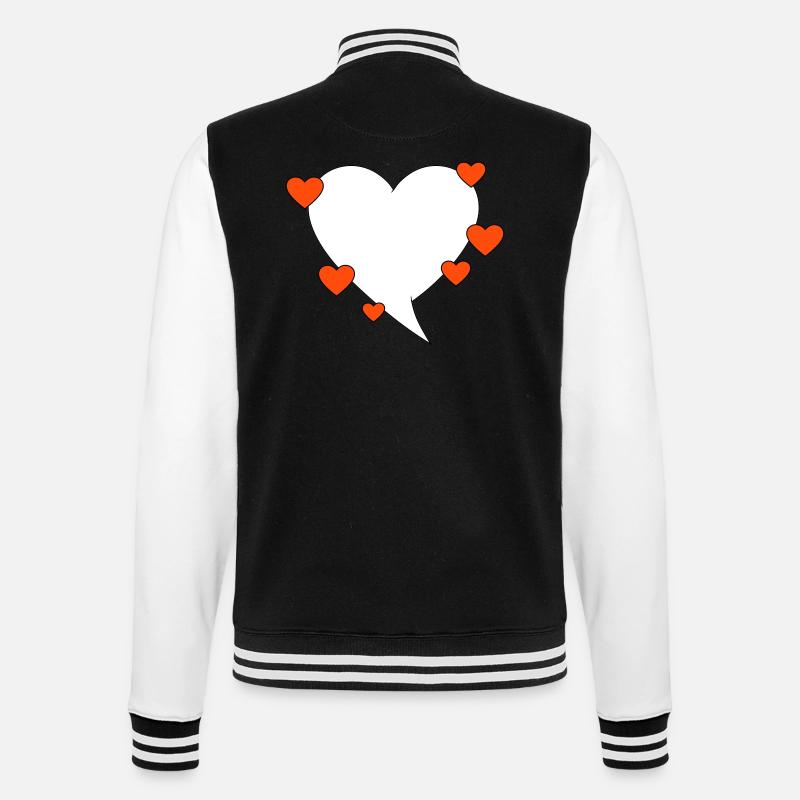 Speech bubble with hearts - College Sweat Jacket - black/white
