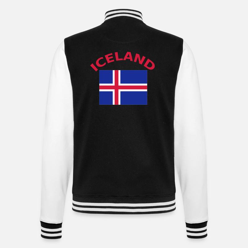 Iceland, Iceland, flag, flag - College Sweat Jacket - black/white