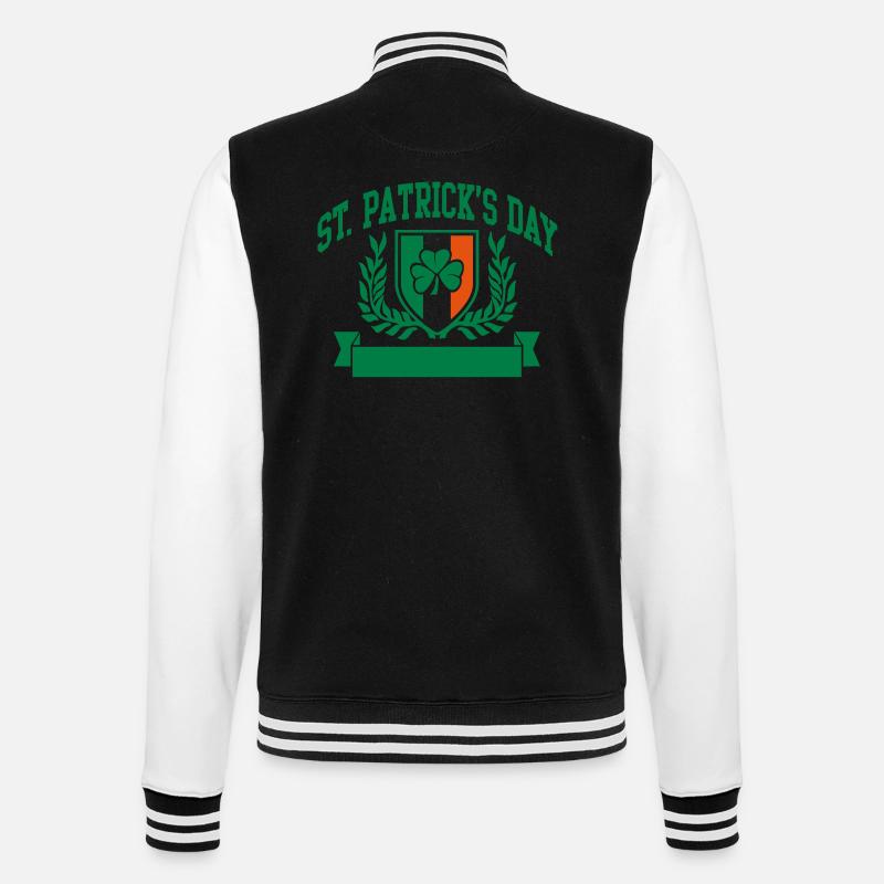 st. patricks day - College Sweat Jacket - black/white