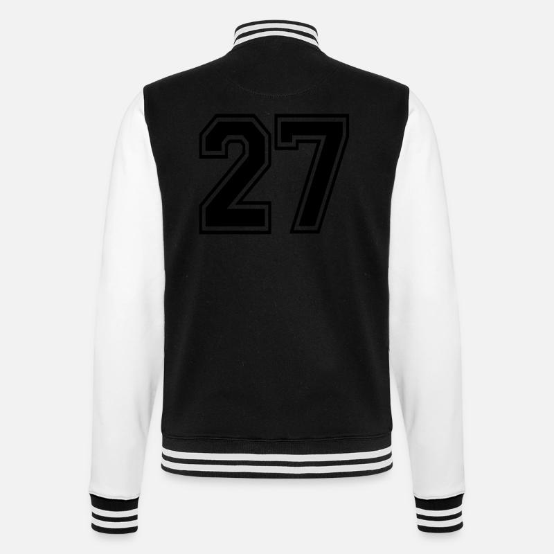 27 - College-Sweatjacke - Schwarz/Weiß