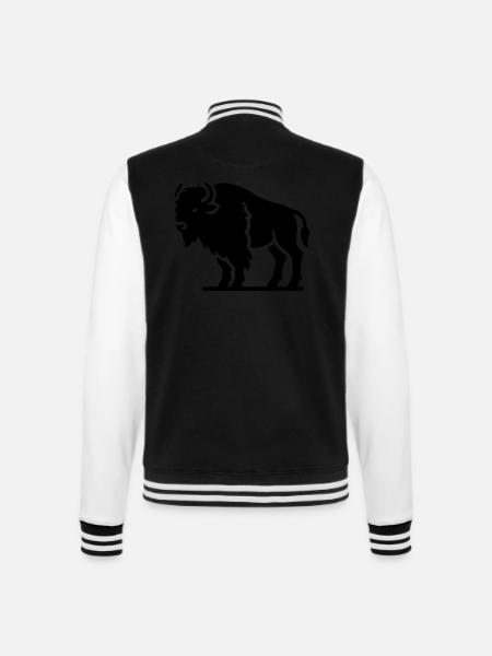 Bison Animal - College Sweat Jacket - black/white