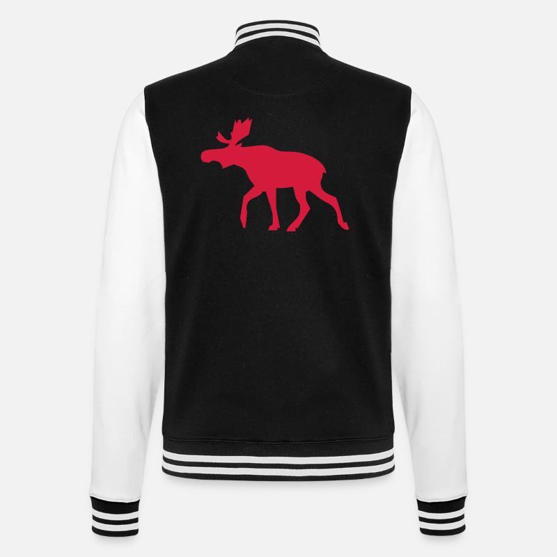 Elch - College-Sweatjacke - Schwarz/Weiß