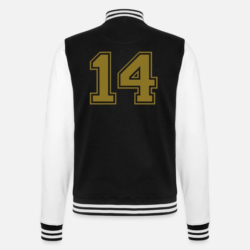 nummer - 14 - College-Sweatjacke - Schwarz/Weiß