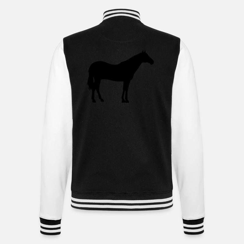 Pferd - College-Sweatjacke - Schwarz/Weiß
