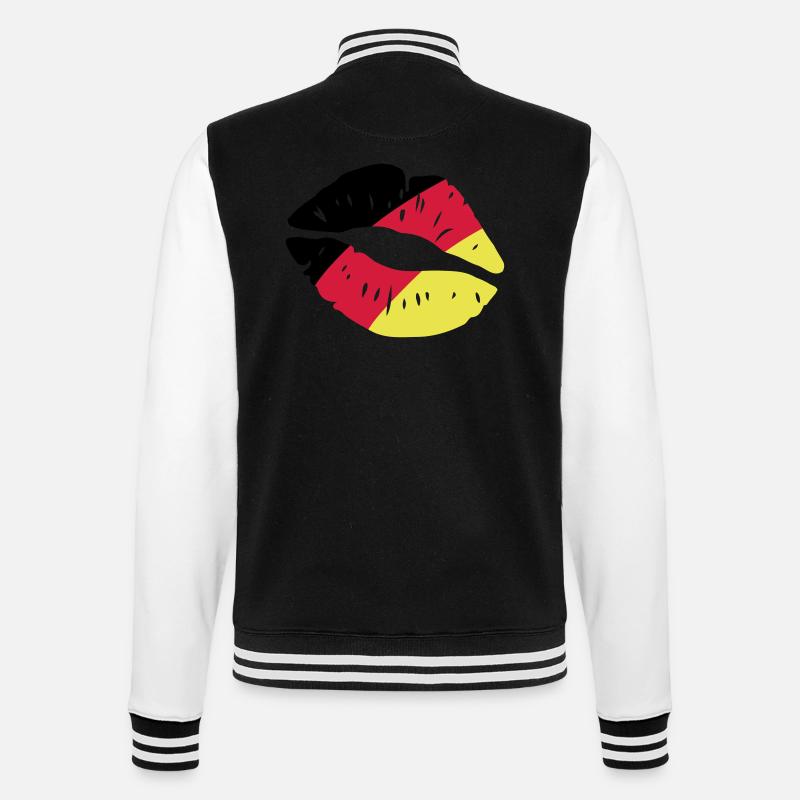 germany kiss lips - College-Sweatjacke - Schwarz/Weiß