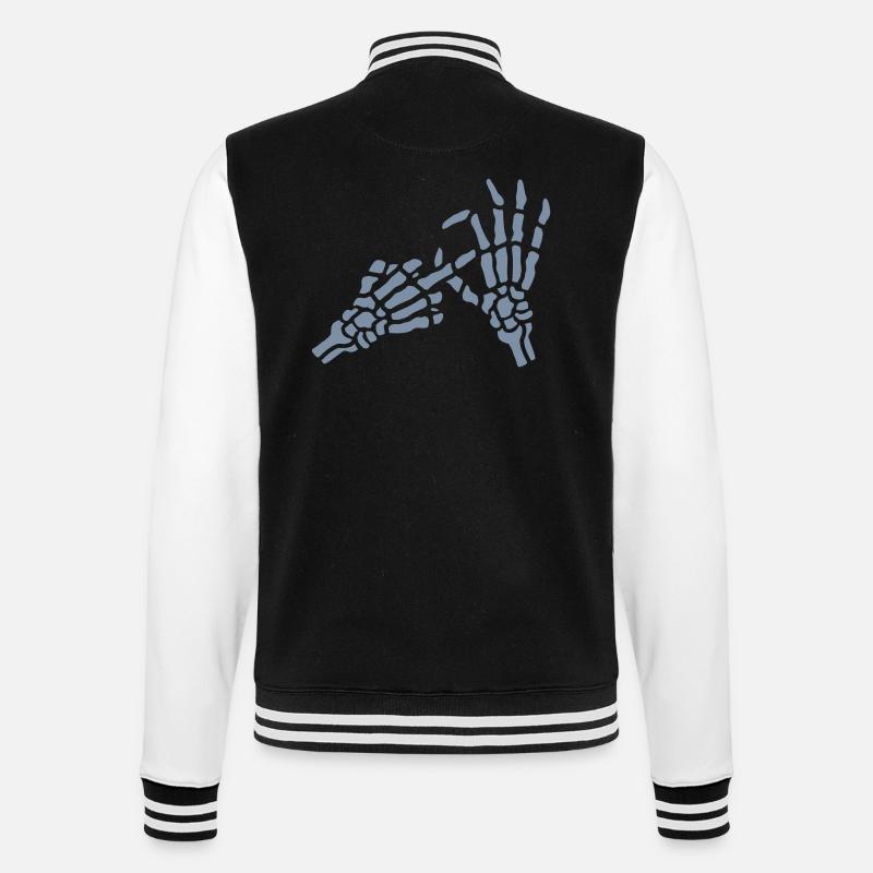 Skeleton Middle Finger Hole Gesture - College Sweat Jacket - black/white