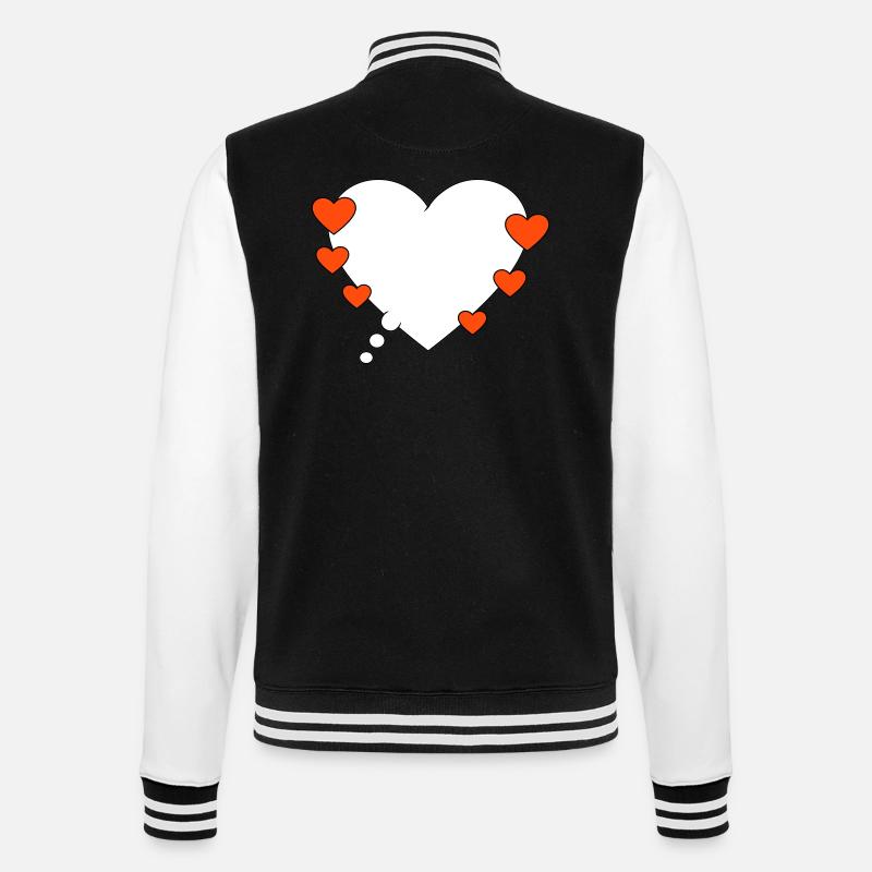 Denkblase mit Herzen - College-Sweatjacke - Schwarz/Weiß