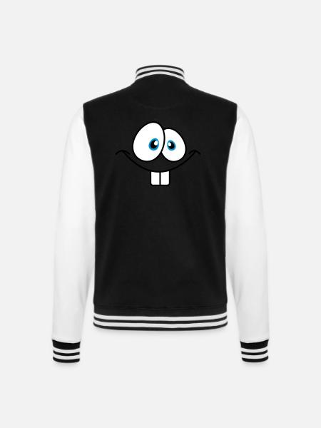 Grinsendes Comic Gesicht mit großen Hasenzähnen - College-Sweatjacke - Schwarz/Weiß