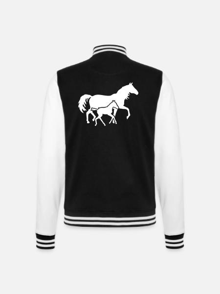 Fohlen mit Stute - College-Sweatjacke - Schwarz/Weiß