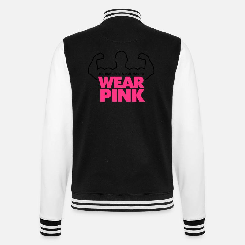 Echte Männer tragen Pink! - College-Sweatjacke - Schwarz/Weiß
