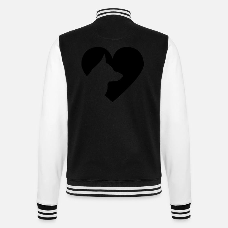 Herz mit Schäferhund Vector - College-Sweatjacke - Schwarz/Weiß