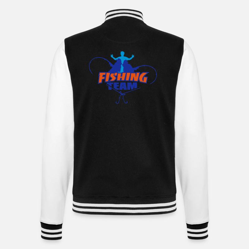 fishing_team2_3c - College-Sweatjacke - Schwarz/Weiß