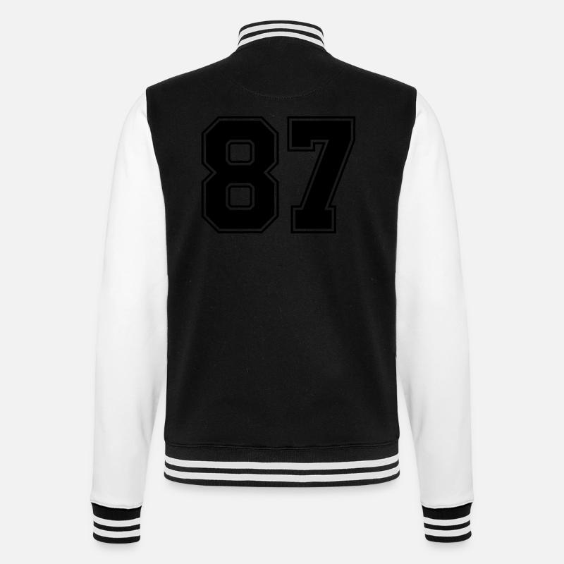 87 - College-Sweatjacke - Schwarz/Weiß