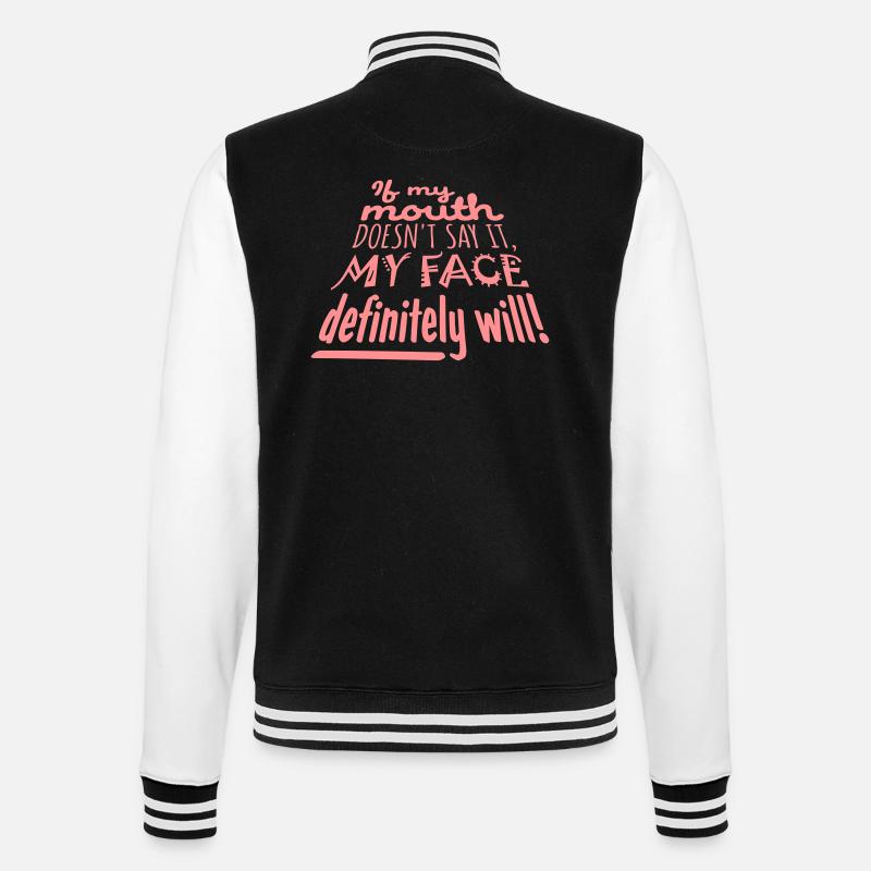 my face definitely will - College Sweat Jacket - black/white