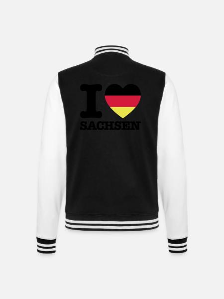 I Love Sachsen Deutschland - College-Sweatjacke - Schwarz/Weiß