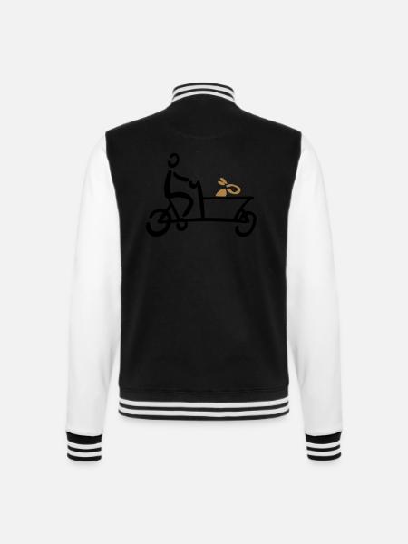 Lastenrad Hund Bakfiets Fahrrad - College-Sweatjacke - Schwarz/Weiß