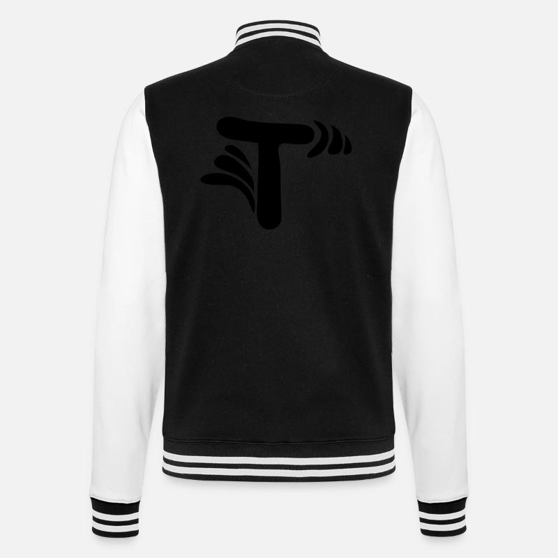 Letter T & Pattern - College Sweat Jacket - black/white