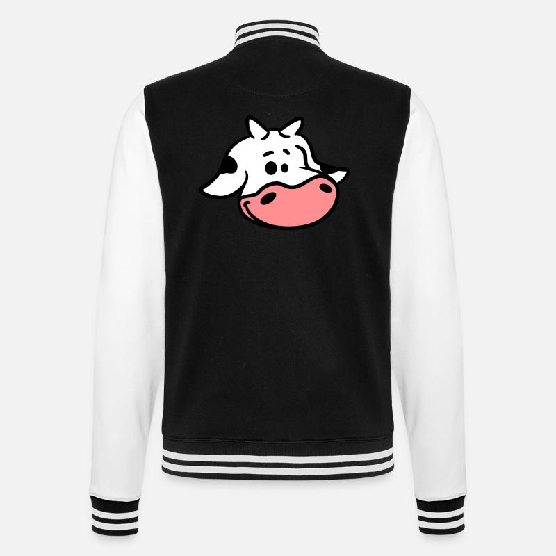 Cute calf cow face - College Sweat Jacket - black/white