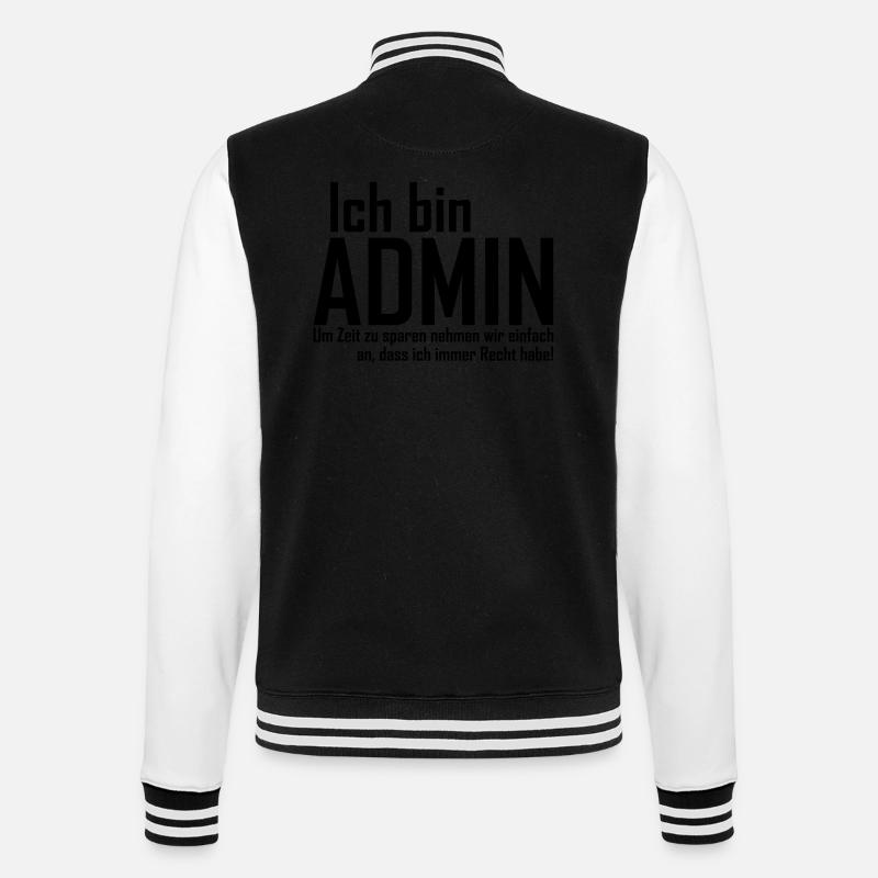 admin - College-Sweatjacke - Schwarz/Weiß