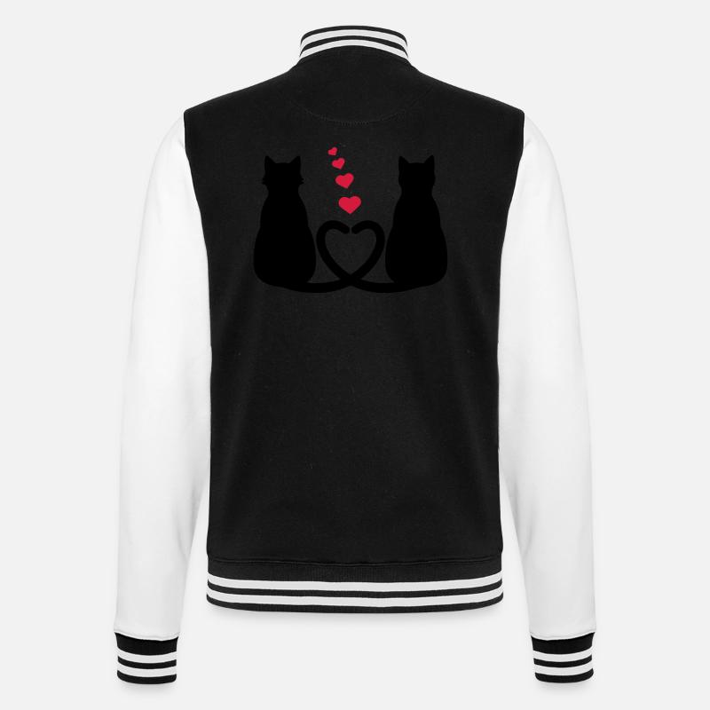 Verliebte Katzen - College-Sweatjacke - Schwarz/Weiß