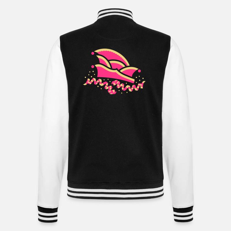 Narrenkappe mit Luftschlangen - College-Sweatjacke - Schwarz/Weiß