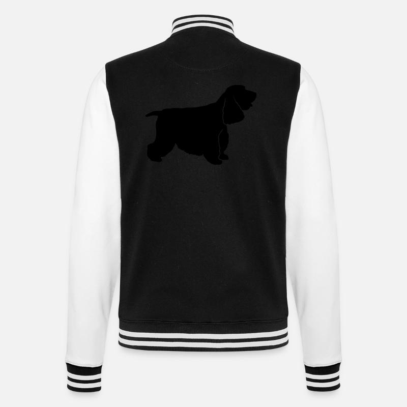 Cocker Spaniel - College-Sweatjacke - Schwarz/Weiß