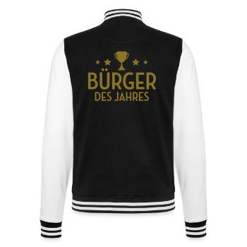 Bürger - Bürgerin - Bürgerrecht - Bürgerliche - College-Sweatjacke - Schwarz/Weiß - Hinten - Marisol (170cm)