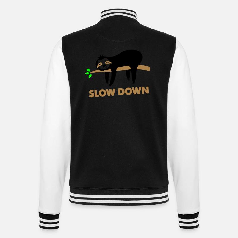 faultier slow down - College-Sweatjacke - Schwarz/Weiß