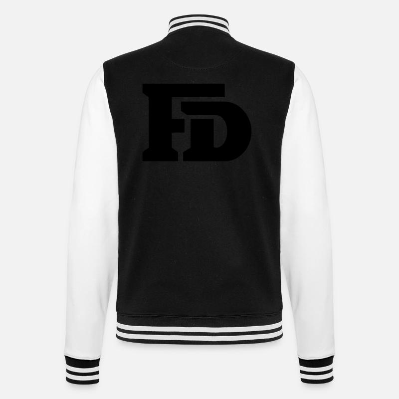 Fire Dept - College-Sweatjacke - Schwarz/Weiß