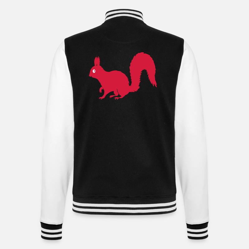 Rotes Eichhorn - College-Sweatjacke - Schwarz/Weiß