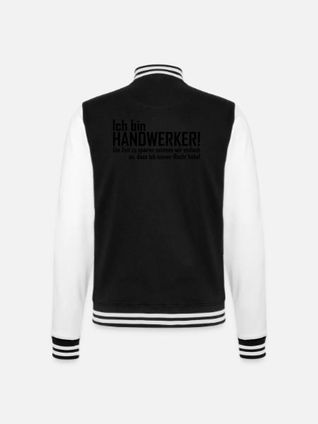 ich bin handwerker - College-Sweatjacke - Schwarz/Weiß