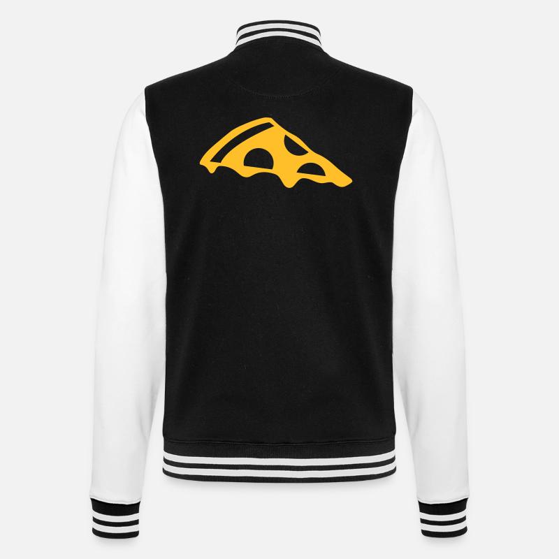 Pizzastück mit Käse - College-Sweatjacke - Schwarz/Weiß