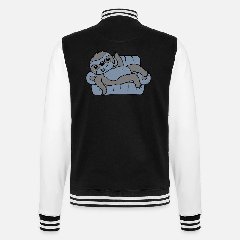 Sofa sloth chills at home - College Sweat Jacket - black/white