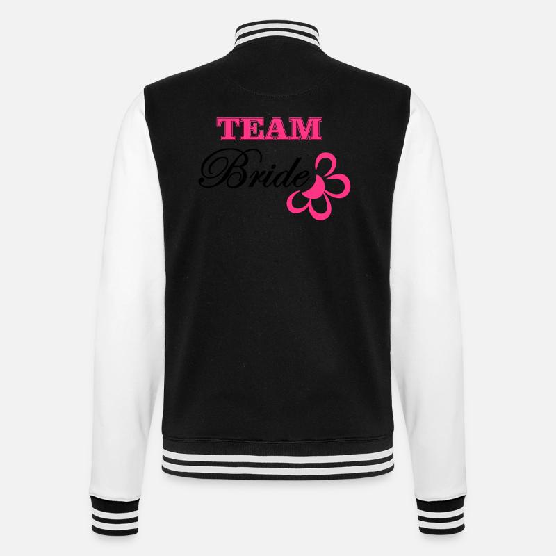 bride TEAM with flower - College Sweat Jacket - black/white