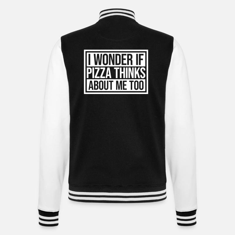 pizza thinks about me - College Sweat Jacket - black/white