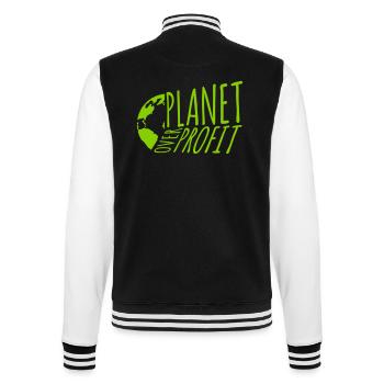 planet over profit Zitat - College-Sweatjacke - Schwarz/Weiß - Hinten - Marisol (170cm)