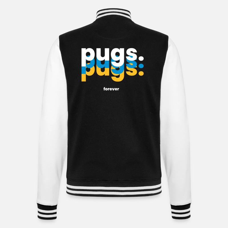 Für immer Möpse - Der Niedliche Begleiter - College-Sweatjacke - Schwarz/Weiß