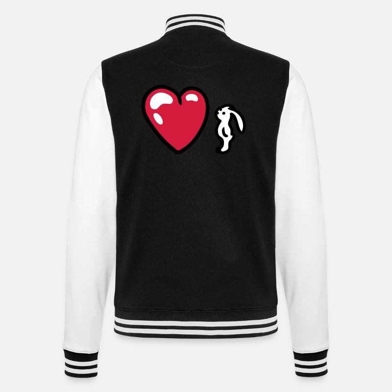 Hase mit Herz 3 - College-Sweatjacke - Schwarz/Weiß