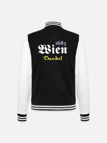 1683 Wien - Danke (3) - College-Sweatjacke - Schwarz/Weiß