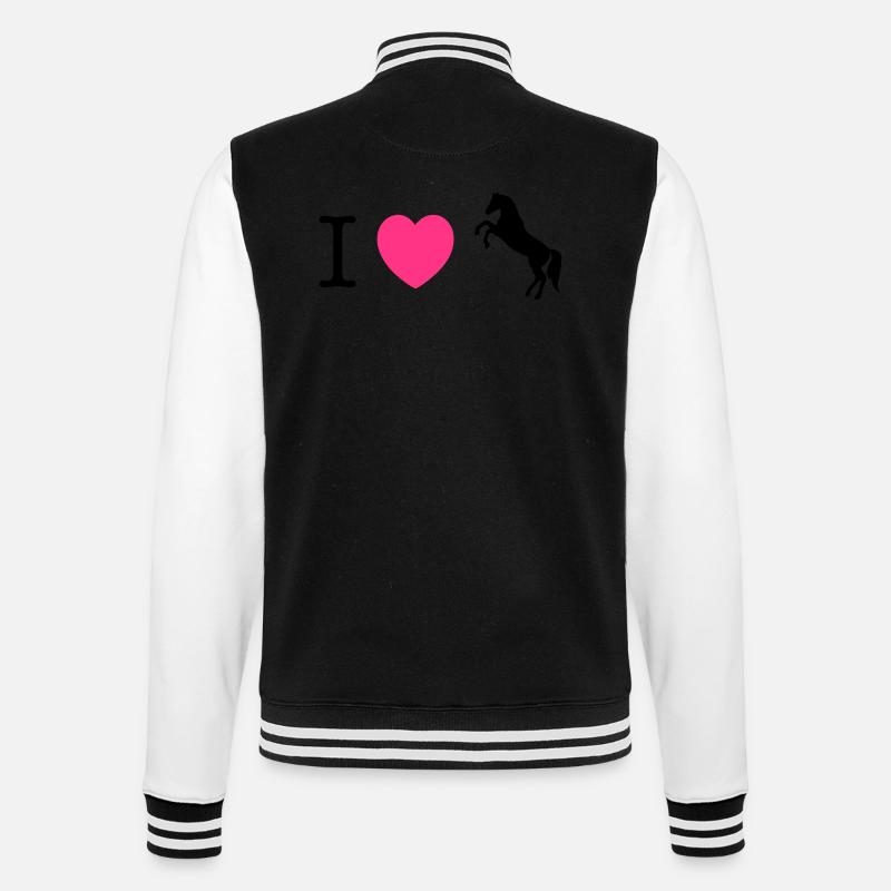 Ich liebe Pferde / Ponys - College-Sweatjacke - Schwarz/Weiß