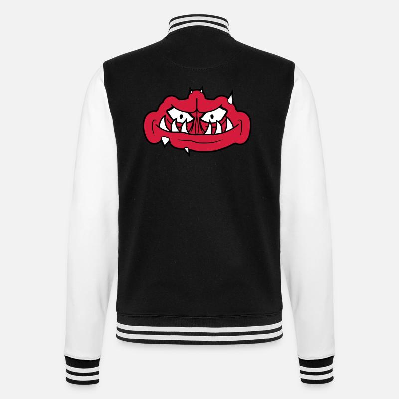 troll gesicht gruseliges - College-Sweatjacke - Schwarz/Weiß